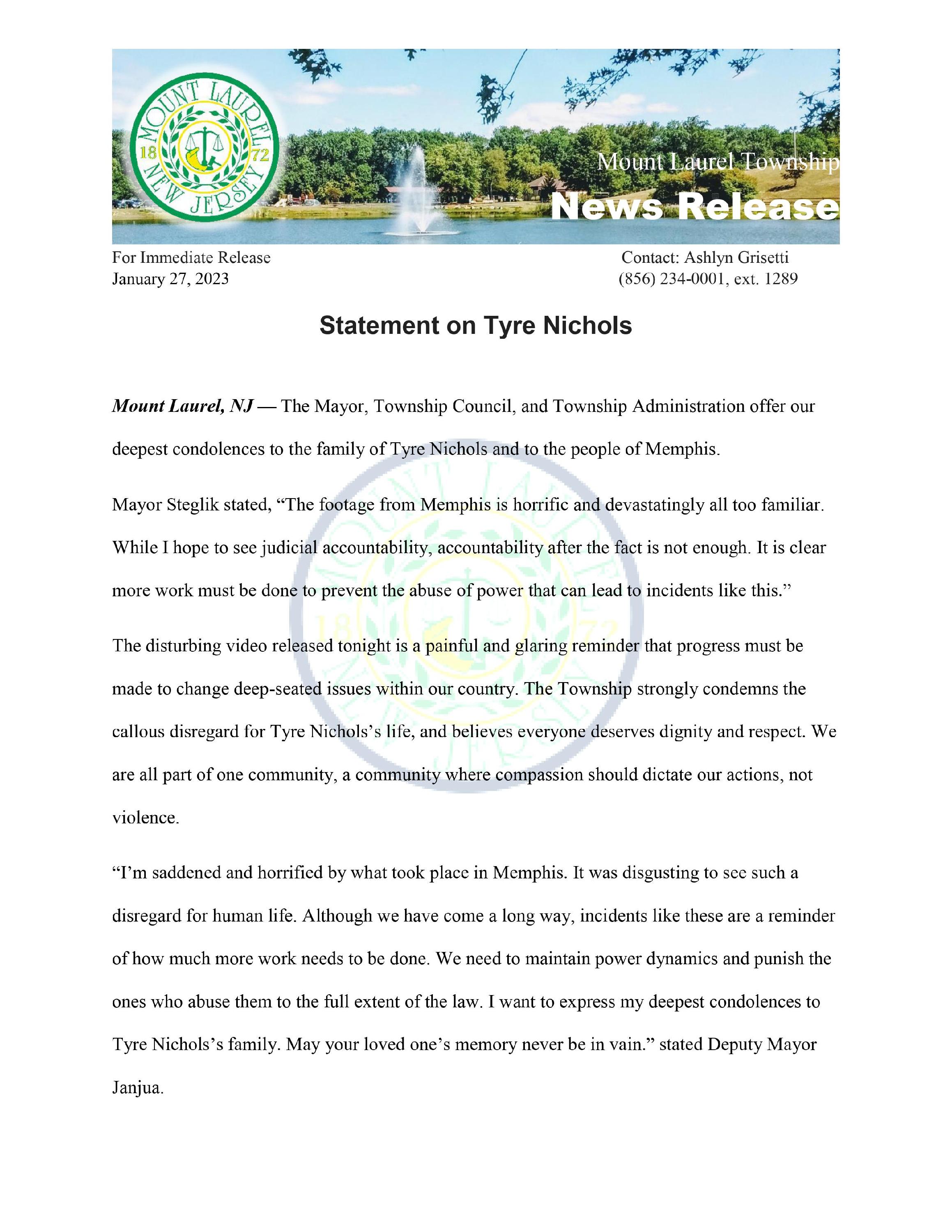 Statement on Tyre Nichols 3-1